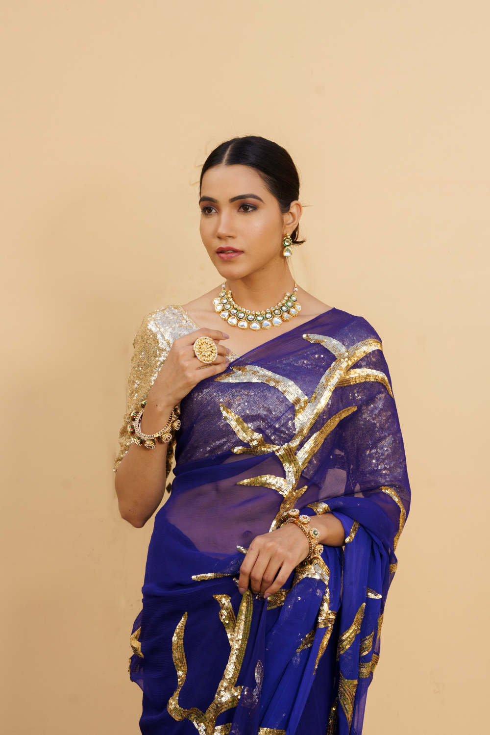 Satin Silk Sunhari Rajputi Saree